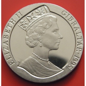 Аверс монеты Гибралтар, 1 крона, 1995, Твердый как скала