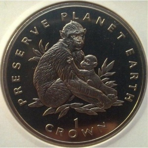Реверс монеты Гибралтар, 1 крона, 1995, Заповедник планета Земля - Магот