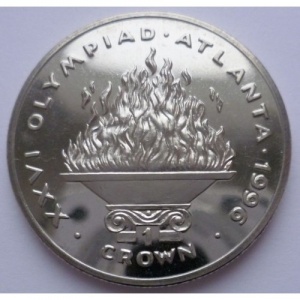 Реверс монеты Гибралтар, 1 крона, 1996, XXVI Летние Олимпийские игры, Атланта 1996 - Олимпийский огонь