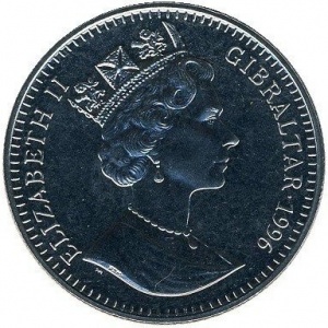 Аверс монеты Гибралтар, 1 крона, 1996, 100 лет кино. Волшебник страны Оз