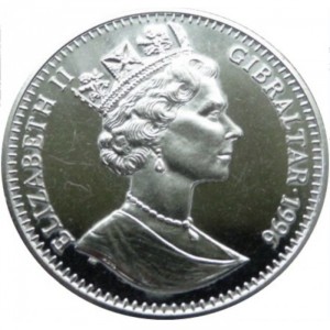 Аверс монеты Гибралтар, 1 крона, 1996, 100 лет кинематографу - Инопланетянин
