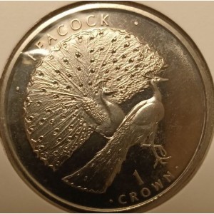 Реверс монеты Гибралтар, 1 крона, 1997, Павлин