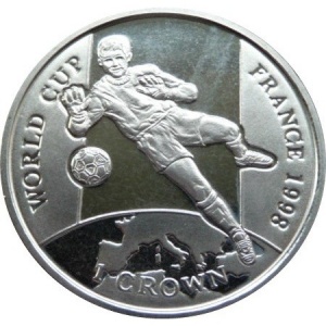Реверс монеты Гибралтар, 1 крона, 1998, XVI Чемпионат мира по футболу, Франция 1998 - Вратарь