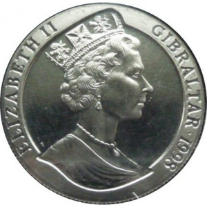 Аверс монеты Гибралтар, 1 крона, 1998, Новые цвета Королевского полка Гибралтара