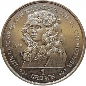 Реверс монеты Гибралтар, 1 крона, 1999, Жизнь Королевы-матери - Королева-мать как девочка 1905 год