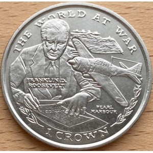 Реверс монеты Гибралтар, 1 крона, 1999, Мировая война - Франклин Д. Рузвельт