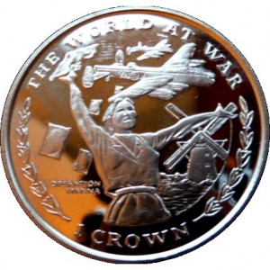 Реверс монеты Гибралтар, 1 крона, 1999, Мировая война - Операция «Манна»