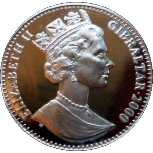 Аверс монеты Гибралтар, 1 крона, 2000, Жизнь Королевы-Матери - Бомбардировки Лондона 1940