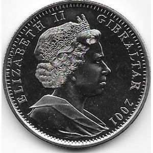 Аверс монеты Гибралтар, 1 крона, 2001, Викторианская эпоха - Императрица Индии, 1876 год