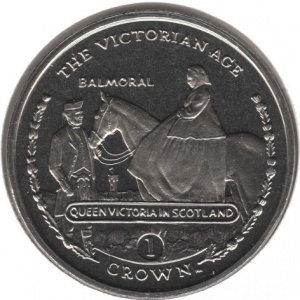 Реверс монеты Гибралтар, 1 крона, 2001, Викторианская эпоха - Королева Виктория в Шотландии