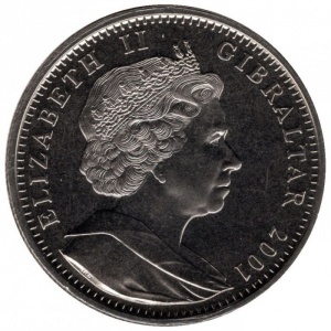 Аверс монеты Гибралтар, 1 крона, 2001, Викторианская эпоха — Гладстон и Дизраэли