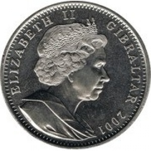 Аверс монеты Гибралтар, 1 крона, 2001, Викторианская эпоха - Сёстры Бронте