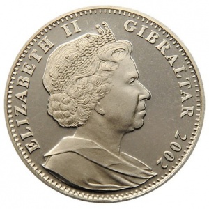 Аверс монеты Гибралтар, 1 крона, 2002, Жизнь Королевы-матери
