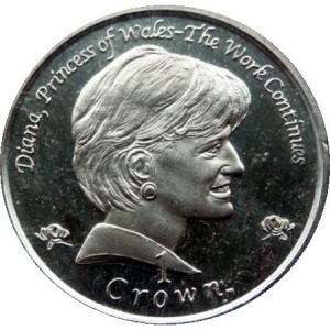 Реверс монеты Гибралтар, 1 крона, 2002, Принцесса Диана
