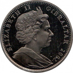 Аверс монеты Гибралтар, 1 крона, 2002, Жизнь Королевы-матери - Крещение Принца Уильяма