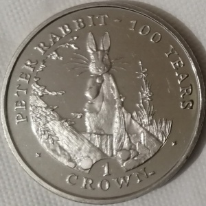Реверс монеты Гибралтар, 1 крона, 2002, 100 лет Кролику Питеру