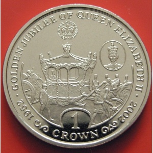 Реверс монеты Гибралтар, 1 крона, 2002, 50 лет правлению Королевы Елизаветы II - Королевская карета