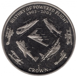 Реверс монеты Гибралтар, 1 крона, 2003, 100 лет первому полету самолета