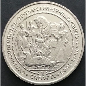 Реверс монеты Гибралтар, 1 крона, 2003, Жизнь Елизаветы I - Охота на оленя