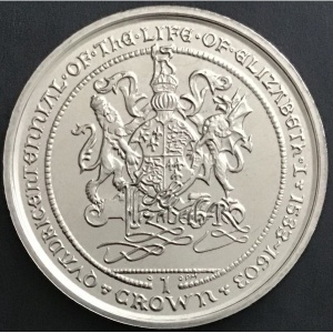 Реверс монеты Гибралтар, 1 крона, 2003, Жизнь Елизаветы I - Герб