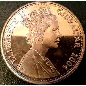 Аверс монеты Гибралтар, 1 крона, 2004, Вторая мировая война - Уничтожение "Бисмарка"