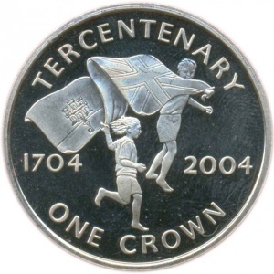 Реверс монеты Гибралтар, 1 крона, 2004, 300 лет захвату Гибралтара