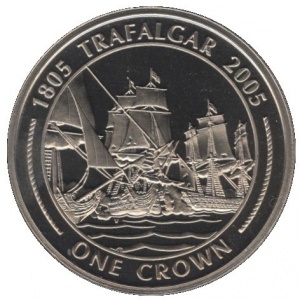 Реверс монеты Гибралтар, 1 крона, 2005, Нарушая черту