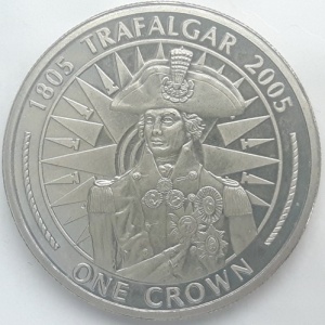 Реверс монеты Гибралтар, 1 крона, 2005, Горацио Нельсон