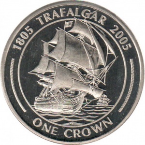 Реверс монеты Гибралтар, 1 крона, 2005, HMS Victory