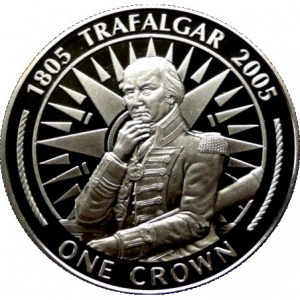 Реверс монеты Гибралтар, 1 крона, 2005, Адмирал Катберт Коллингвуд