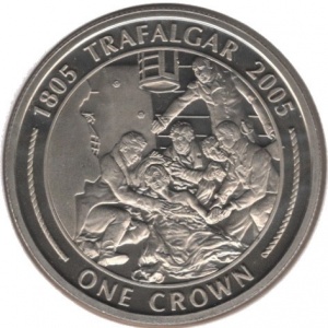 Реверс монеты Гибралтар, 1 крона, 2005, Смерть Нельсона