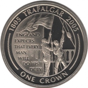 Реверс монеты Гибралтар, 1 крона, 2005, Сигнальные флаги