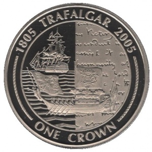 Реверс монеты Гибралтар, 1 крона, 2005, Похоронная процессия Нельсона
