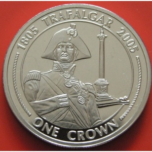 Реверс монеты Гибралтар, 1 крона, 2005, Колонна Нельсона на Трафальгарской площади