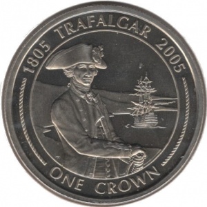 Реверс монеты Гибралтар, 1 крона, 2005, Ранние годы Нельсона