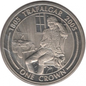 Реверс монеты Гибралтар, 1 крона, 2005, Письма Нельсона