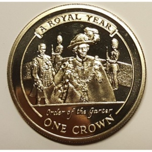 Реверс монеты Гибралтар, 1 крона, 2005, Королевский год - Орден Подвязки