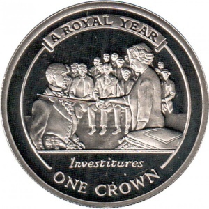 Реверс монеты Гибралтар, 1 крона, 2005, Королевский год - Инвеститура