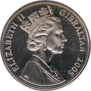 Аверс монеты Гибралтар, 1 крона, 2005, Королевский год - Государственные визиты