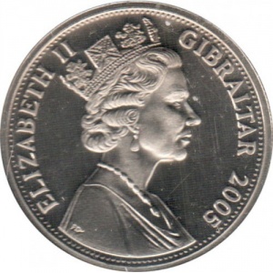 Аверс монеты Гибралтар, 1 крона, 2005, Королевский год - День памяти