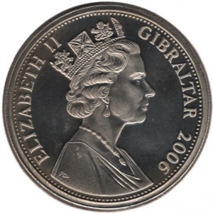 Аверс монеты Гибралтар, 1 крона, 2006, 80 лет со дня рождения Королевы Елизаветы II - Принцы Уильям и Гарри