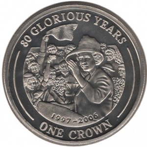 Реверс монеты Гибралтар, 1 крона, 2006, 80 лет со дня рождения Королевы Елизаветы II - юбилей коронации