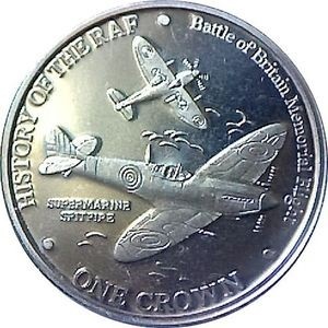 Реверс монеты Гибралтар, 1 крона, 2007, История королевских ВВС - Supermarine Spitfire