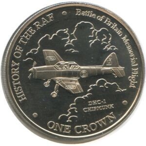 Реверс монеты Гибралтар, 1 крона, 2007, История королевских ВВС - DHC-1 Chipmunk