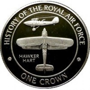 Реверс монеты Гибралтар, 1 крона, 2008, История королевских ВВС - Hawker Hart
