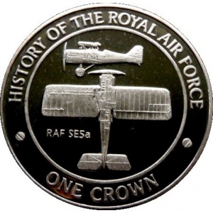 Реверс монеты Гибралтар, 1 крона, 2008, История королевских ВВС - RAF SE5a