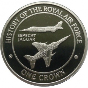 Реверс монеты Гибралтар, 1 крона, 2008, История королевских ВВС - Sepecat Jaguar