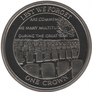Реверс монеты Гибралтар, 1 крона, 2008, Чтобы мы не забыли - Военные захоронения