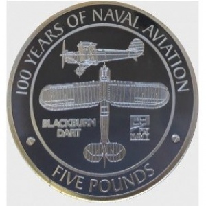 Реверс монеты Гибралтар, 1 крона, 2009, 100 лет авиации ВМФ - Blackburn Dart