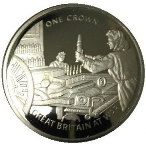 Реверс монеты Гибралтар, 1 крона, 2010, Великобритания в войне - Женщины на фабриках